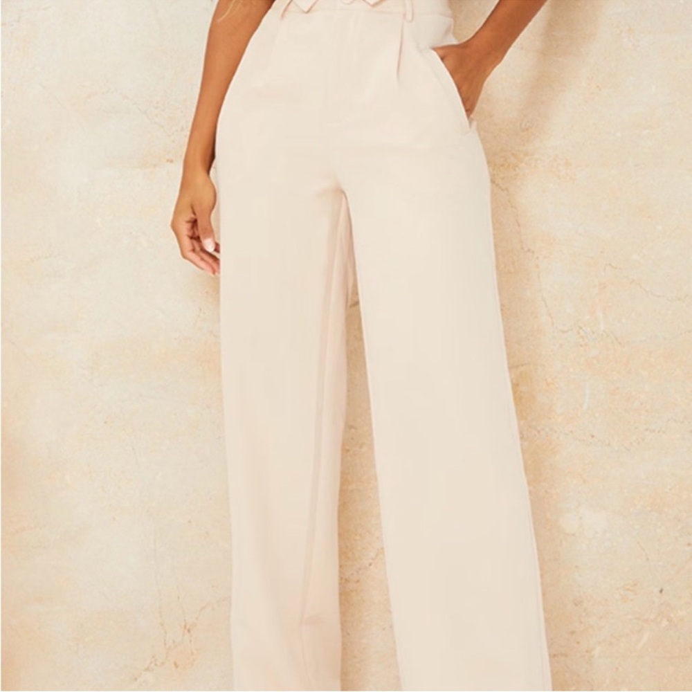 PLT woven tailored high waist pleated trousers